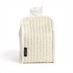 Alilang Quilted Tissue Dispenser Box Cover with Snap Closure 8.5x5.5in -White