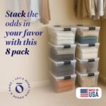 Homz Secure Latch Large Clear Stackable Storage Container Bin, 31 Quart (8 Pack) - Image 2