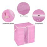 Unique Bargains Under Bed Storage Foldable Clothes Bags Storage Bins Pink 5 Pcs - Image 4