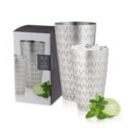 Viski Staghead Boston Shaker Tins, Stainless Steel Cocktail Shaker for Espresso Martini, Margarita, Wedding Gifts, Home Bar, 28 oz & 18 oz, Silver