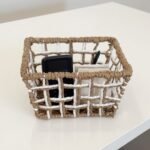 Alilang Open Weave Rattan Storage Basket with Reinforced Frame and Two-Tone Design -Khaki - Image 2