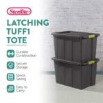 Sterilite 30 Gal Latching Tuff1 Stackable Storage Tote Bin w/ Latch Lid, 4 Pack - Image 4