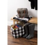 Design Imports 17.5"x12"x15" Large Polyester Buffalo Check Rectangle Storage Bin White & Black - Image 4