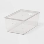 4L Stacking Clear Bin with Lid - Brightroomâ„¢: PET, Lidded, Stackable, Universal Storage, 10.15"x6.81"x4.52"