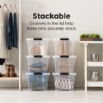 IRIS 32 Qt Plastic Stackable Storage Bin with Lid, Clear, Storage Organizer, 6Pk - Image 5