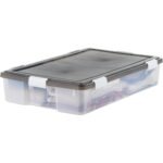 IRIS Underbed 47 Qt Storage Bins with Lids and Tight Latch and Seal - Gray/Clear
