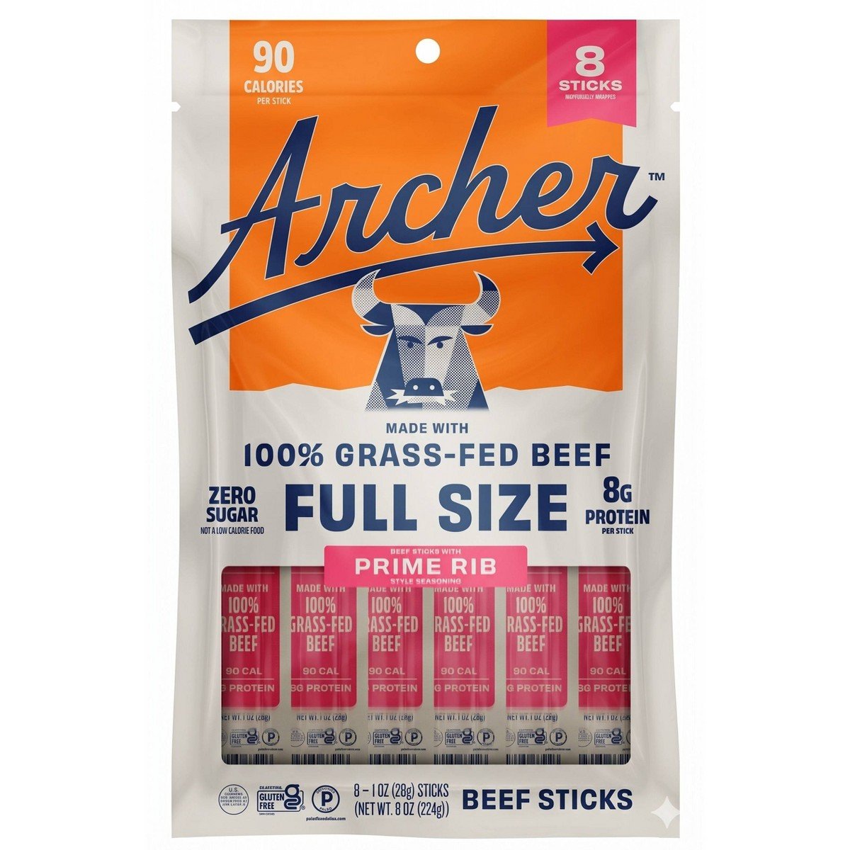 GUEST_c164d9f6-88df-446e-94fa-e7df28127c43.jpg Archer Jerky Prime Rib Beef Meat Sticks - 8oz/8ct - Image 1