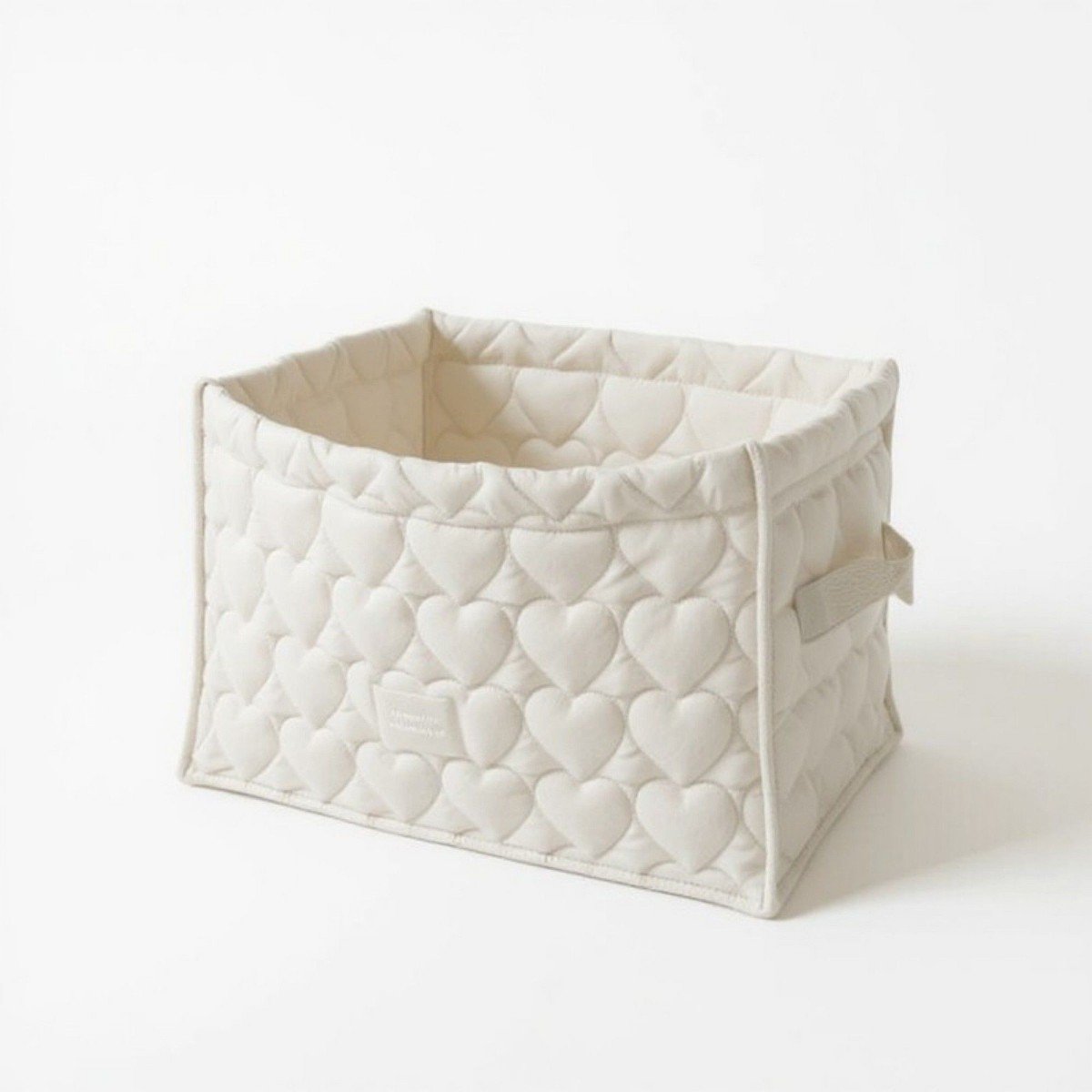 GUEST_c1716945-44aa-42e0-882b-4d045d4606b3.jpg Alilang Quilted Square Storage Basket with Heart Pattern and Side Handles -Beige - Image 1