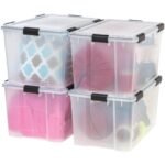 IRIS 74 Qt Airtight Plastic Storage Bin with Lid and Seal and Secure Latching Buckles, 4Pk