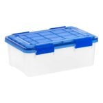 IRIS 16qt 6pk WeatherPro Plastic Storage Bin: Stackable, Lidded, Transparent, Portable, Under Bed Storage, Built-In Handles - Image 3