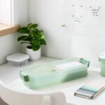 Click in Place 3qt Shallow Slim Plastic Storage Bin for Home and Office Organization Green Tint - Brightroomâ„¢ - Image 3