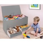 Badger Basket Up and Down Toy Storage Box Bench with Two Baskets Gray - Image 2