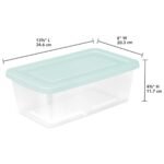 Sterilite Set of 5 Storage Boxes, Stackable Clear Plastic Storage Bins with Lids, Containers for Home Office and Garage, 6 Quarts, Mindful Mint - Image 2