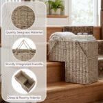 Hastings Home 14-Inch Woven Seagrass Wicker Staircase Basket with Handles - Image 5