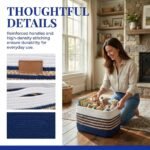REGALWOVEN 2 Pack Woven Storage Basket, Shelf Closet Storage Bin for Blankets, Shoes, with Hidden Handles for Home Blue White 15*9.8*9.1in - Image 5
