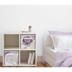 Sweet Jojo Designs Fabric Storage Bins Set Peony Floral Garden Lavender Purple and Ivory - Image 3
