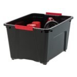 IRIS 32 Qt Stackable Plastic Storage Bins with Lids- Garage- Black, 4Pk - Image 6