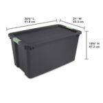Sterilite 45 Gal Wheeled Latch Tote, Stackable Plastic Storage Bin, Gray, 8 Pack - Image 4