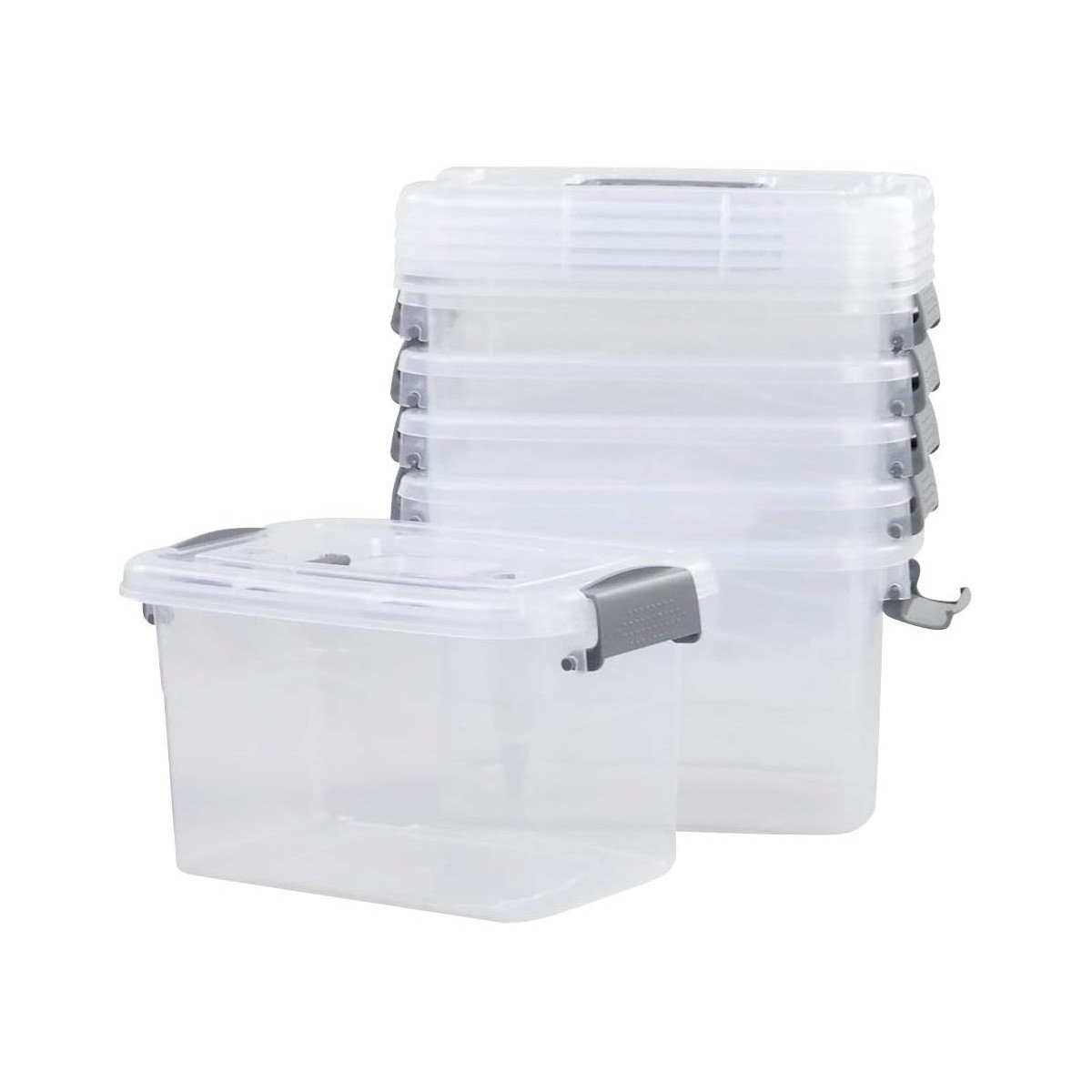 GUEST_c9550c83-0564-432a-99ab-60dc074e8691.jpg Summit Adventure 6-Pack Home Storage Bins, Plastic Container, Latching Box with Handle (Grey Handle) - Image 1