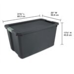 Sterilite 12 Pack 34 Gal Latch Tote, Stackable Plastic Storage Bin, Gray/Green - Image 3