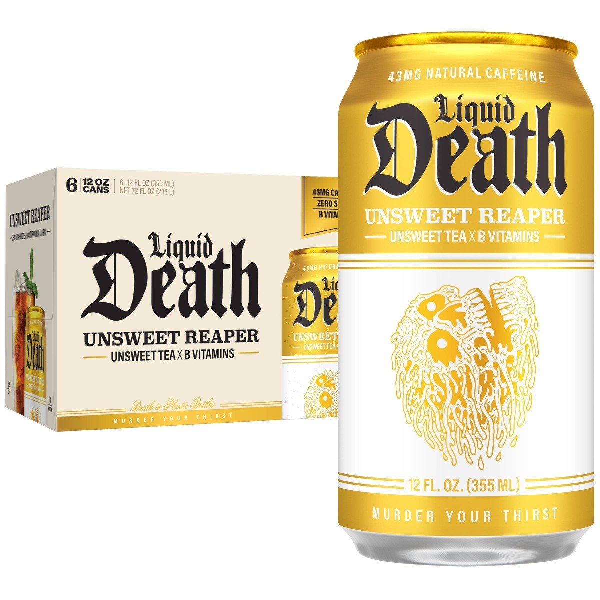 GUEST_ca2b53ad-11d2-4afd-b0a8-a9d7b7d09aa8.jpg Liquid Death Unsweet Reaper Tea - 6pk/12 fl oz - Image 1