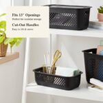 Narrow Small Rounded Rectangle Decorative Plastic Bin Black - Brightroom™ - Image 4