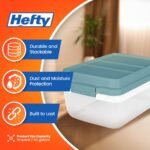 Hefty 18 Qt Hi-Rise Stackable Plastic Storage Bin with Lid, 8 Pack, Smoke Blue - Image 3