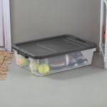 Sterilite 40 Quart Plastic Storage Bin Tote & Latch Lid, 6 Pack, Gray - Image 5