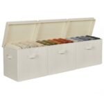 3-Pack Large Fabric Storage Bins with Lids – Deep 15x11.3x12.5 Inch, Stackable, Foldable, Sturdy Cotton-Linen with Handles for Closet & Pantry