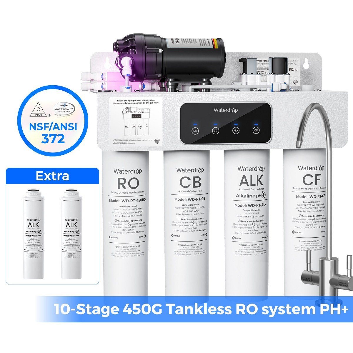 GUEST_cbe267a1-9e9e-4faf-a821-6759238f24be.jpg Waterdrop - WD-T4-A Alkaline pH+ Reverse Osmosis Water Filter,extra 2 R-TALK Filers - White - Image 1