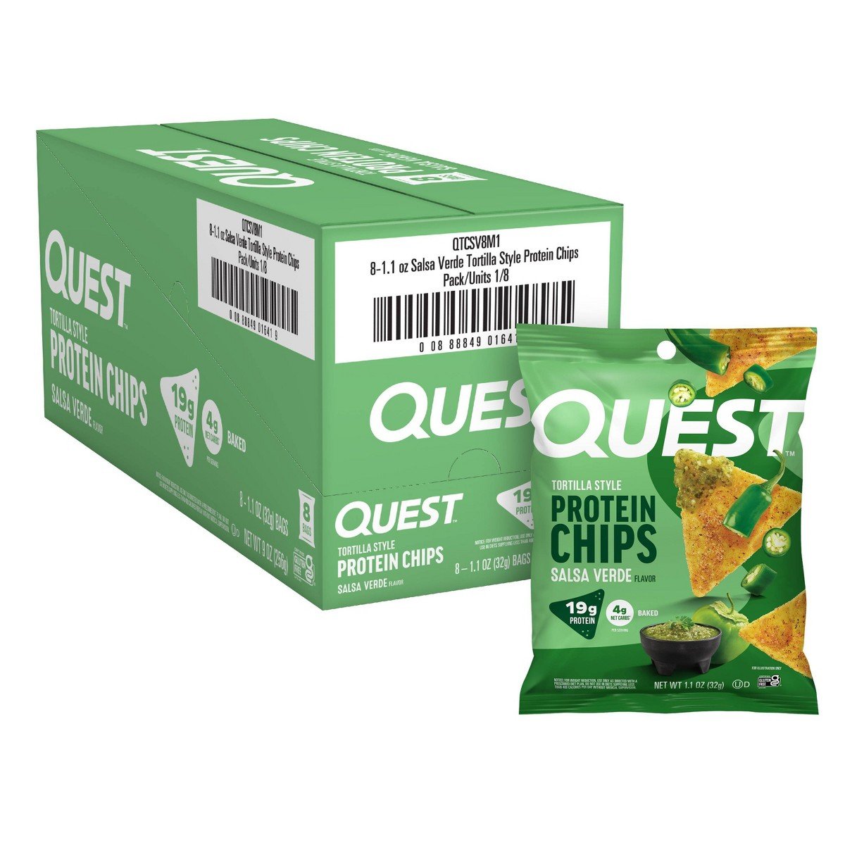 GUEST_cce95f40-1bc0-443e-af13-309d43a7c8dd.jpg Quest Nutrition Tortilla Chips - Salsa Verde - 8ct: Ready to Eat, 17g Protein Per Serving, 9oz Total Net Weight - Image 1