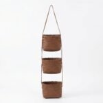 Alilang 3 Tier Hanging Wall Storage Basket Organizer Woven Style Vertical Storage for Bathroom Entryway, Coffee