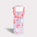 Elemental Water Bottles for Kids - Splash Kid Bottle for School Pop-it Handle - BPA Free Tritan with Straw Leak Proof 18oz - Spring Blossom Clear