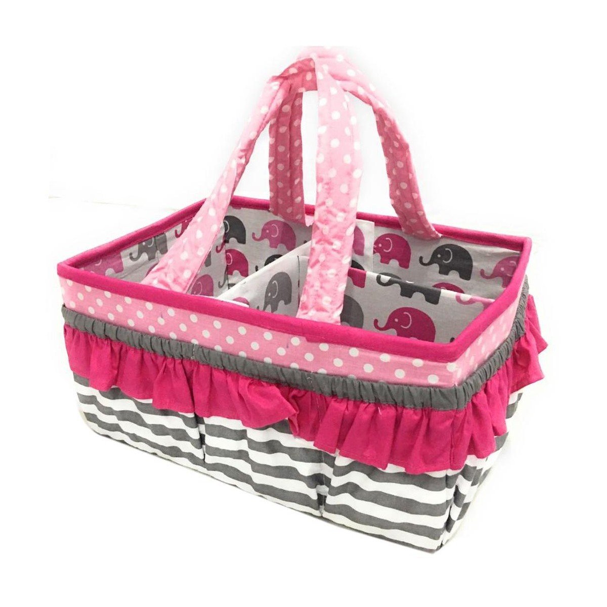 GUEST_cd63c51b-1c70-44d8-bc39-dd0a19f5fc91.jpg Bacati - Elephants Pink/Gray Storage Caddy - Image 1
