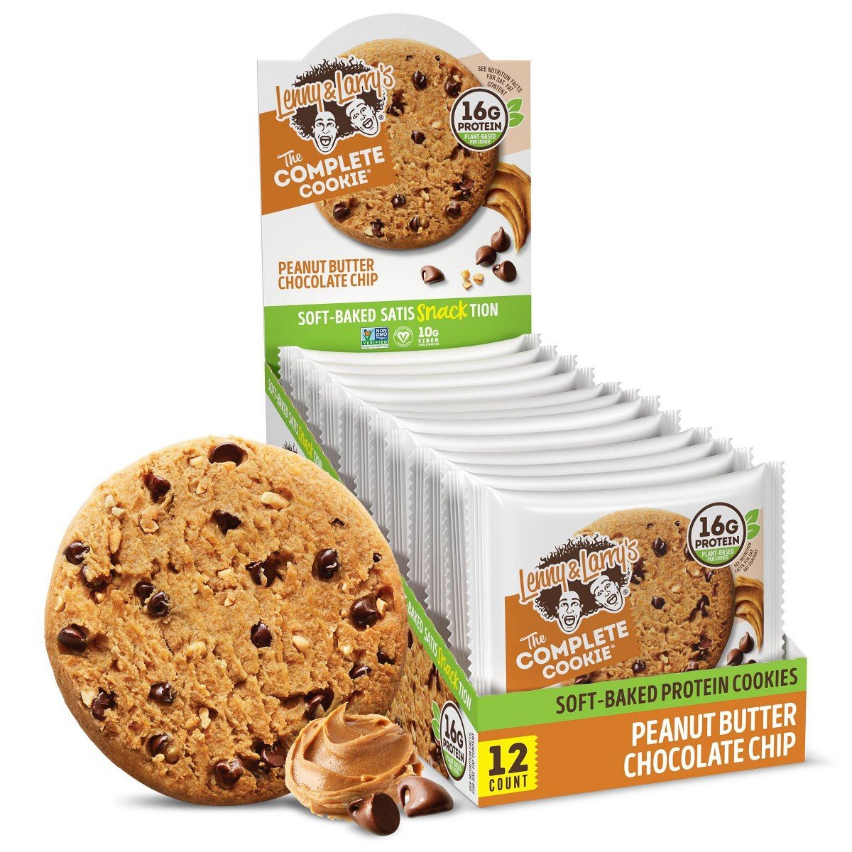 GUEST_ce915267-8500-4666-b8f4-7fdcc99f160c.jpg Lenny & Larry's Chewy Soft Baked Vegan Non-GMO High Fiber Protein Cookie - Peanut Butter Chocolate Chip - 16g Plant Protein - 4oz/12pk - Image 1