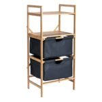 Household Essentials Bamboo Storage Shelf with Cotton Fabric Drawers Natural/Black: Decorative Storage Bins, 37.8" Height
