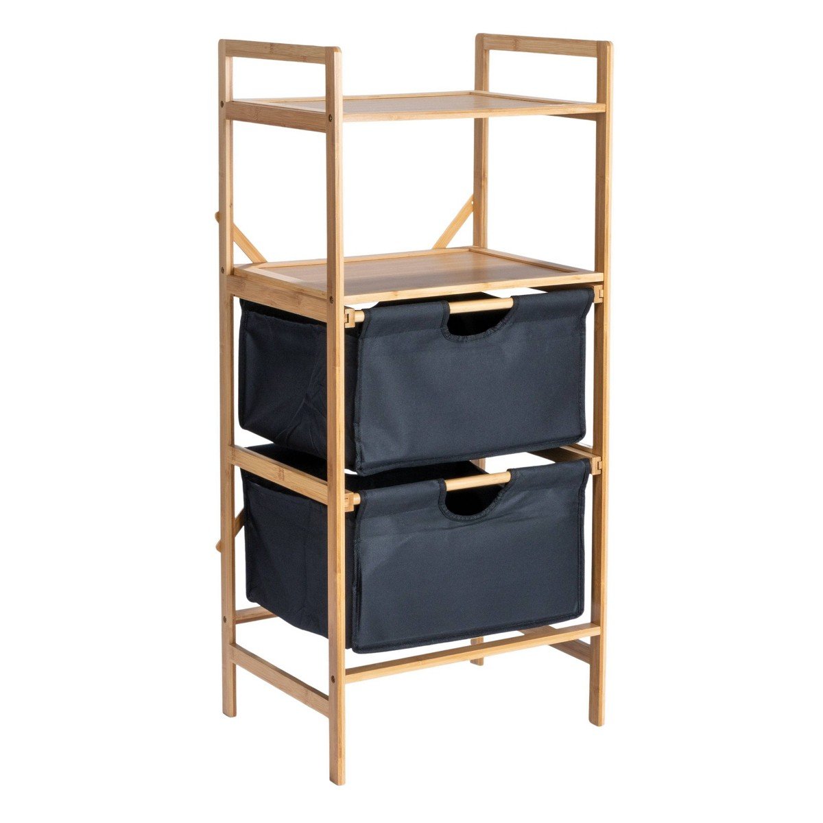 GUEST_cf889ee9-0c00-4586-a08b-b22e5ced117b.jpg Household Essentials Bamboo Storage Shelf with Cotton Fabric Drawers Natural/Black: Decorative Storage Bins, 37.8" Height - Image 1