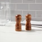 2pc Acacia Turned Salt Shaker and Pepper Grinder Set - Threshold™: Brown Spice Mills, 5.43" Height, 61 Volume Capacity - Image 3