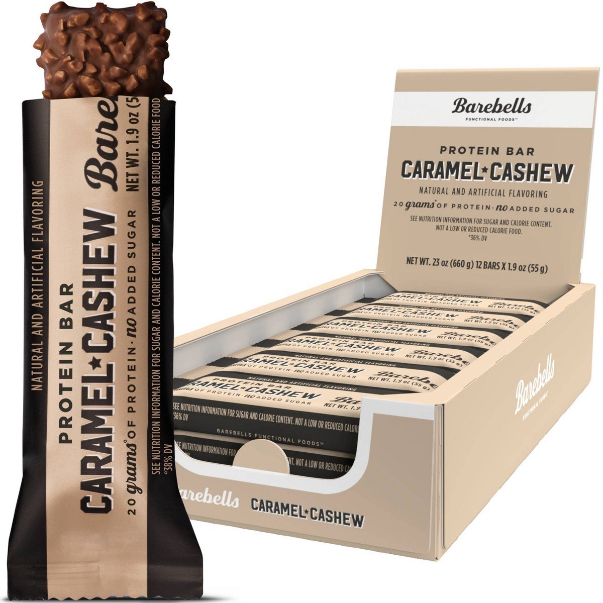GUEST_d0124cdc-9f61-4e3d-9bbd-533cc773b400.jpg Barebells Protein Single Bars - Caramel Cashew - 55gms: 20g Protein, Chewy Texture, Ready to Eat, Single Pack - Image 1