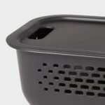 Narrow Small Rounded Rectangle Decorative Plastic Bin Black - Brightroom™ - Image 3