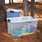 Sterilite 70 Qt Ultra Latch Box, Stackable Storage Bin with Lid, Plastic Container with Heavy Duty Latches to Organize, Clear and White Lid, 8-Pack - Image 4