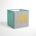 Bacati - Elephants Mint/Yellow/Gray Fabric Storage Box/Tote Small