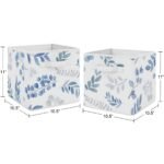 Sweet Jojo Designs Fabric Storage Bins Set Botanical Blue and White - Image 4