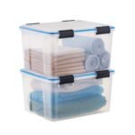 IRIS 4pk 44qt Plastic Storage Bins with Sealed Lids Clear Gasket Box Airtight Containers - Image 3