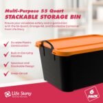 Life Story 55 Quart Stackable Storage Bin, Heavy Duty Lidded Container, 6 Pack - Image 2