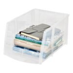 IRIS Jumbo Bin Clear: Stackable Plastic Utility Storage for School Supplies, 14.75" x 10" x 8" - Image 5