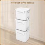 Costway 3 PCS Plastic Storage Bins with Front Door & Side Handles for Kitchen, Bedroom White - Image 3
