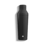 JoyJolt Stainless Steel Cocktail Protein Shaker - 20 oz Shaker Cup with Measure Lid and Jigger Cap - Black