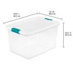 Sterilite 64 Qt Clear Plastic Stackable Storage Bin w/ White Latch Lid, 30 Pack - Image 2