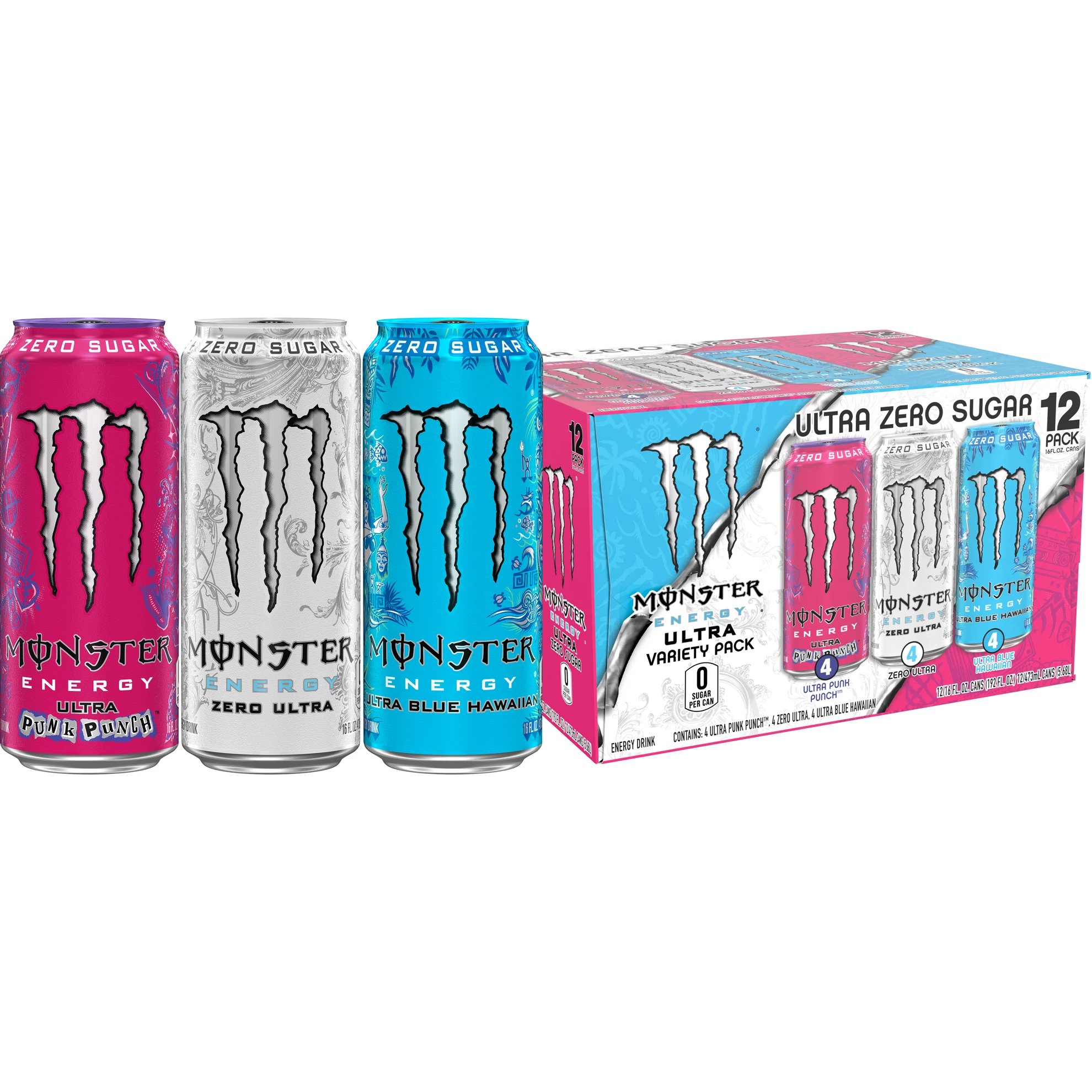 GUEST_d3f86764-3eec-4160-bec6-1fc84150d804 Monster Energy Ultra VP, Zero Ultra, Ultra Blue Hawaiian, Ultra Punk Punch, Energy Drink - 12pk/16 fl oz - Image 1